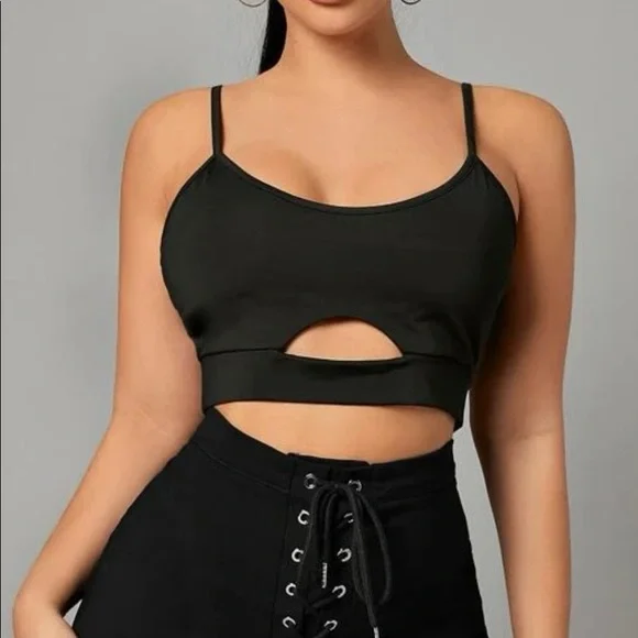 SHEIN Short with eyelets and front drawstring Size L Black - Picture 5 of 11